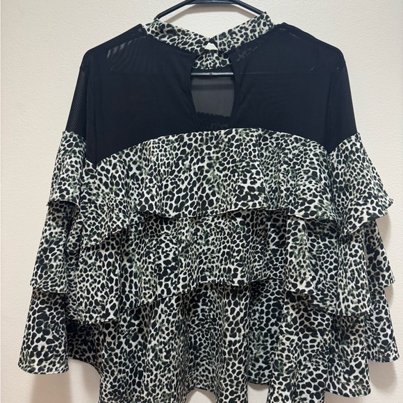 P Luca Milano Layered Cheetah Print Top - Picture 4 of 6